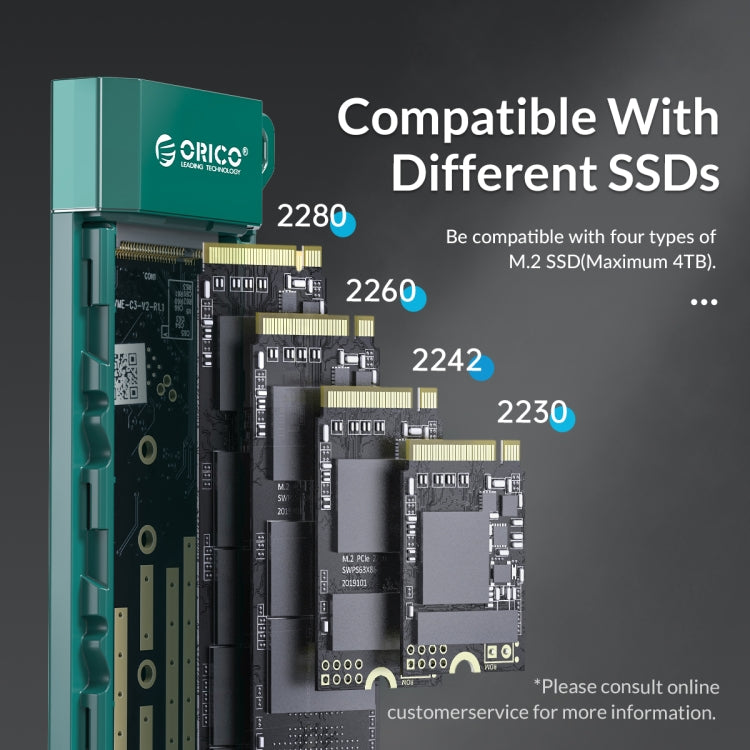 ORICO MM2C3-G2-GR USB3.1 Gen2 Type-C 10Gbps M.2 NVMe SSD Enclosure(Green) - External Hard Drives by ORICO | Online Shopping South Africa | PMC Jewellery | Buy Now Pay Later Mobicred