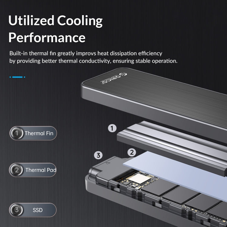 ORICO HM2C3-BK USB3.1 Gen1 Type-C 6Gbps M.2 SATA SSD Enclosure(Black) - free shipping - PMC Jewellery - Order now!