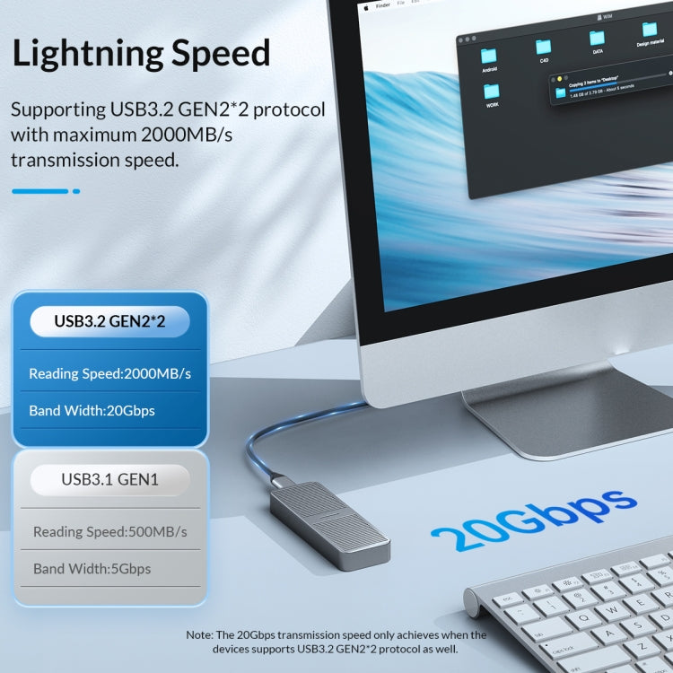 ORICO M221C3-SV M.2 NGFF 6Gbps SSD Enclosure(Silver) - free shipping - PMC Jewellery - Order now!