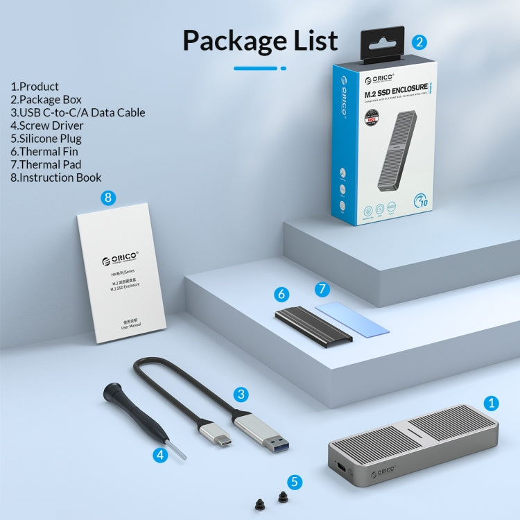 ORICO M221C3-SV M.2 NGFF 6Gbps SSD Enclosure(Silver) - free shipping - PMC Jewellery - Order now!
