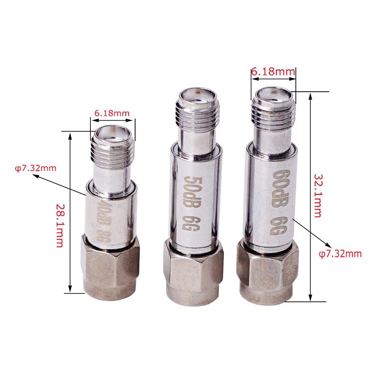 50dBi SMA Attenuator DC-6GHz SMA Coaxial Fixed Connectors - Connectors by PMC Jewellery | Online Shopping South Africa | PMC Jewellery | Buy Now Pay Later Mobicred