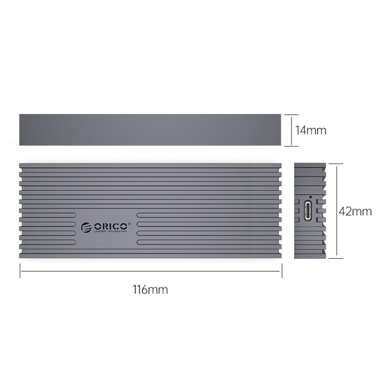 ORICO M233C3-G4-GY USB3.2 20Gbps M.2 NVMe SSD Enclosure(Grey) - HDD Enclosure by ORICO | Online Shopping South Africa | PMC Jewellery | Buy Now Pay Later Mobicred