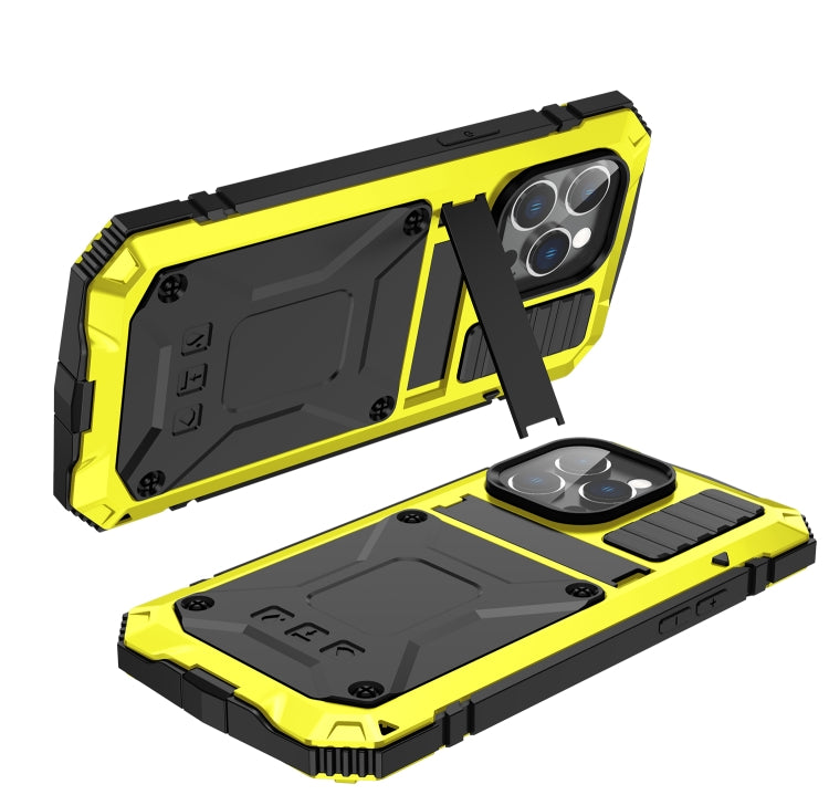 For iPhone 14 Pro Max R-JUST Shockproof Waterproof Dust-proof Case with Holder (Yellow) - iPhone 14 Pro Max Cases by R-JUST | Online Shopping South Africa | PMC Jewellery