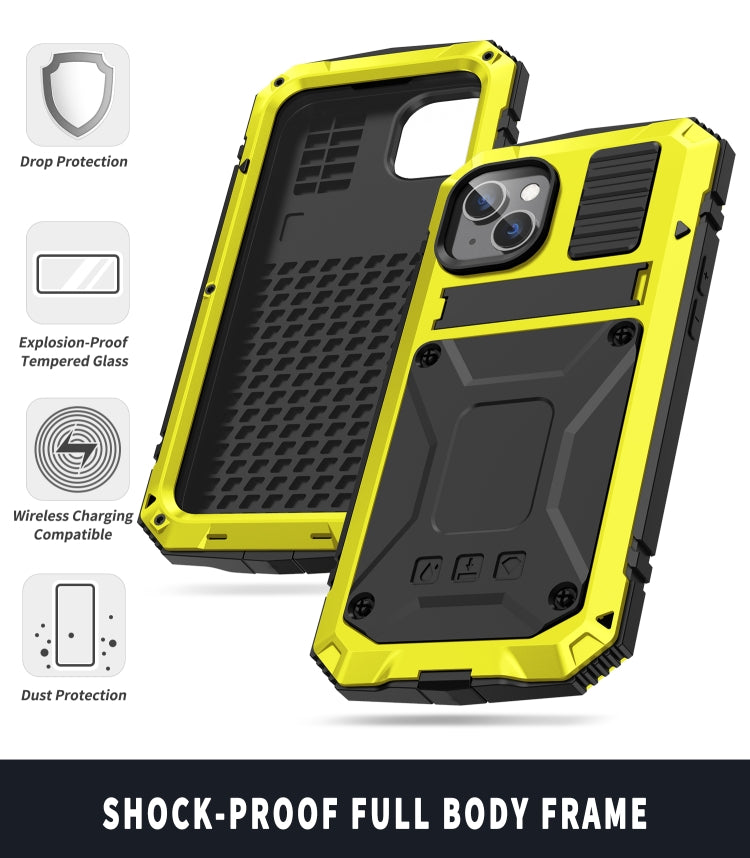 For iPhone 14 R-JUST Shockproof Waterproof Dust-proof Case with Holder (Yellow) - iPhone 14 Cases by R-JUST | Online Shopping South Africa | PMC Jewellery