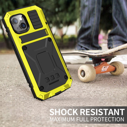 For iPhone 14 R-JUST Shockproof Waterproof Dust-proof Case with Holder (Yellow) - iPhone 14 Cases by R-JUST | Online Shopping South Africa | PMC Jewellery