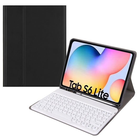 Round Cap Bluetooth Keyboard Leather Case with Pen Slot, without Touchpad For Samsung Galaxy Tab S7(Black+White Keyboard) - Samsung Keyboard by PMC Jewellery | Online Shopping South Africa | PMC Jewellery