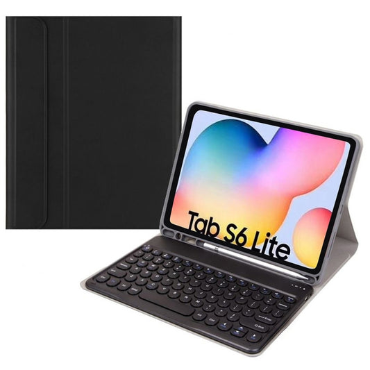 Round Cap Bluetooth Keyboard Leather Case with Pen Slot, without Touchpad For Samsung Galaxy Tab S7(Black+Black Keyboard) - Samsung Keyboard by PMC Jewellery | Online Shopping South Africa | PMC Jewellery