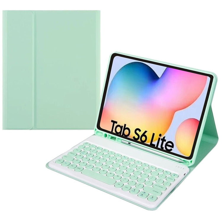 Round Cap Bluetooth Keyboard Leather Case with Pen Slot, without Touchpad For Samsung Galaxy Tab A7 10.4 2020(Green+Green Keyboard) - Samsung Keyboard by PMC Jewellery | Online Shopping South Africa | PMC Jewellery