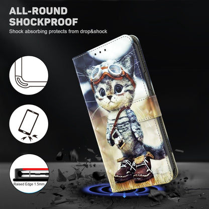 For OPPO A16 / A16s / A54s 3D Painted Leather Phone Case(Naughty Cat) - OPPO Cases by PMC Jewellery | Online Shopping South Africa | PMC Jewellery | Buy Now Pay Later Mobicred