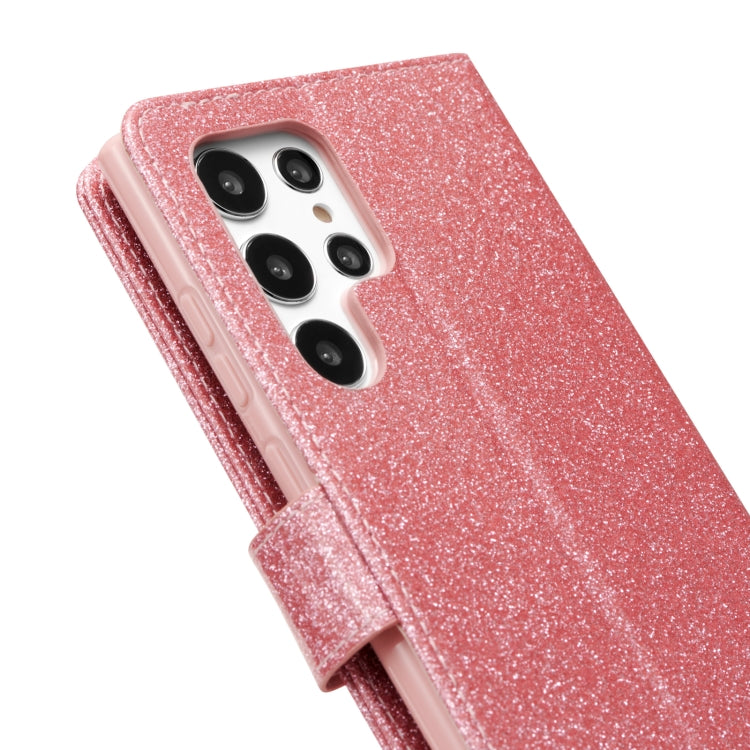 For Samsung Galaxy S22 5G Glitter Powder Love Leather Phone Case(Rose Red) - Galaxy S22 5G Cases by PMC Jewellery | Online Shopping South Africa | PMC Jewellery