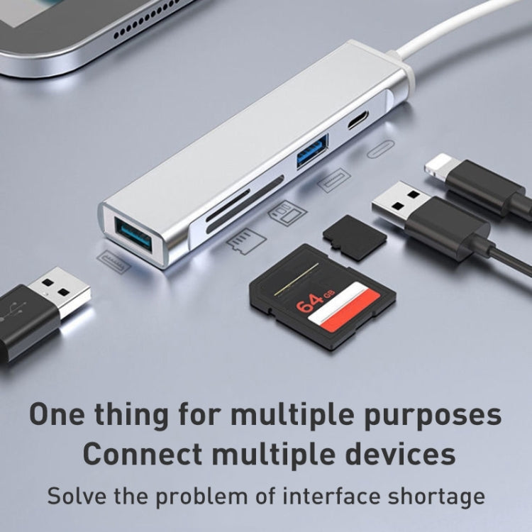 5 in 1 USB to SD / TF Card Slot + 3 USB Ports Multifunctional Docking Station HUB(Grey) - Card Reader by PMC Jewellery | Online Shopping South Africa | PMC Jewellery | Buy Now Pay Later Mobicred