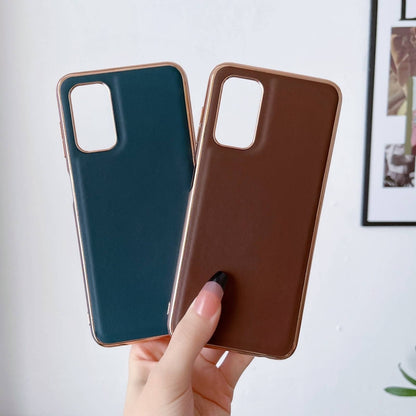 For Samsung Galaxy A33 5G Genuine Leather Xiaoya Series Nano Electroplating Phone Case(Coffee) - Galaxy Phone Cases by PMC Jewellery | Online Shopping South Africa | PMC Jewellery