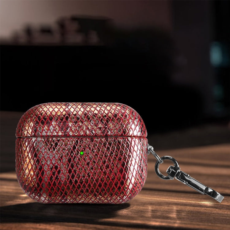 J01 Mesh Snakeskin Headphone Case For AirPods 3(Red) - For AirPods 3 by PMc TechLife | Online Shopping South Africa | PMc TechLife | Buy Now Pay Later Mobicred