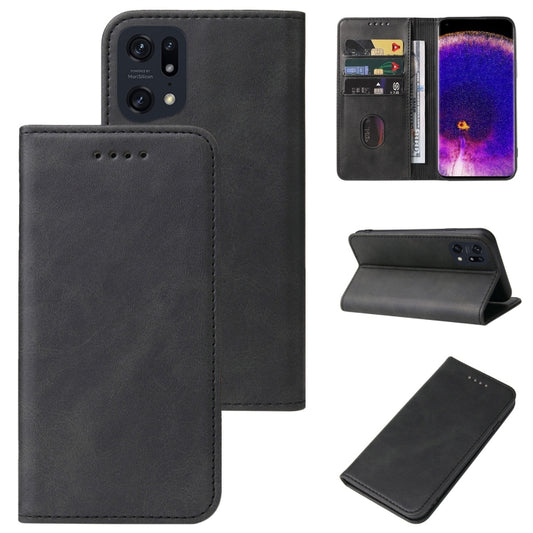 For OPPO Find X5 Pro Magnetic Closure Leather Phone Case(Black) - OPPO Cases by PMC Jewellery | Online Shopping South Africa | PMC Jewellery | Buy Now Pay Later Mobicred