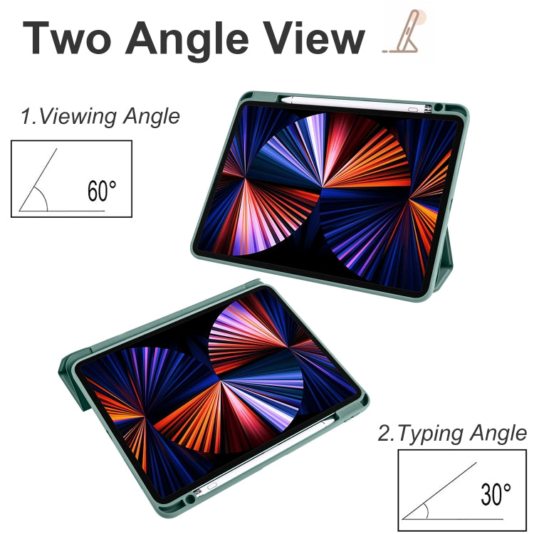 For iPad Air 13 2024 / Pro 12.9 2022 / 2021 / 2020 / 2018 Acrylic 3-folding Smart Leather Tablet Case(Dark Green) - free shipping - PMC TechLife - Order now!