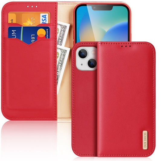 For iPhone 14 Plus DUX DUCIS Hivo Series Cowhide + PU + TPU Leather Case (Red) - iPhone 14 Plus Cases by DUX DUCIS | Online Shopping South Africa | PMC Jewellery | Buy Now Pay Later Mobicred