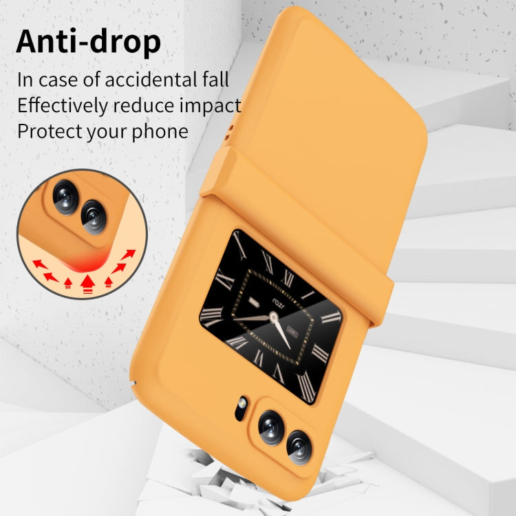 For Motorola Moto Razr 2022 Skin Feel Macaron Three-piece Set Hinge Phone Case(Orange) - Motorola Cases by PMC TechLife | Online Shopping South Africa | PMC TechLife | Buy Now Pay Later Mobicred