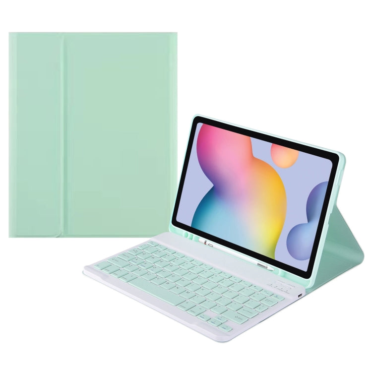 Square Cap Bluetooth Keyboard Leather Case with Pen Slot For Samsung Galaxy Tab S7(Green) - Samsung Keyboard by PMC Jewellery | Online Shopping South Africa | PMC Jewellery