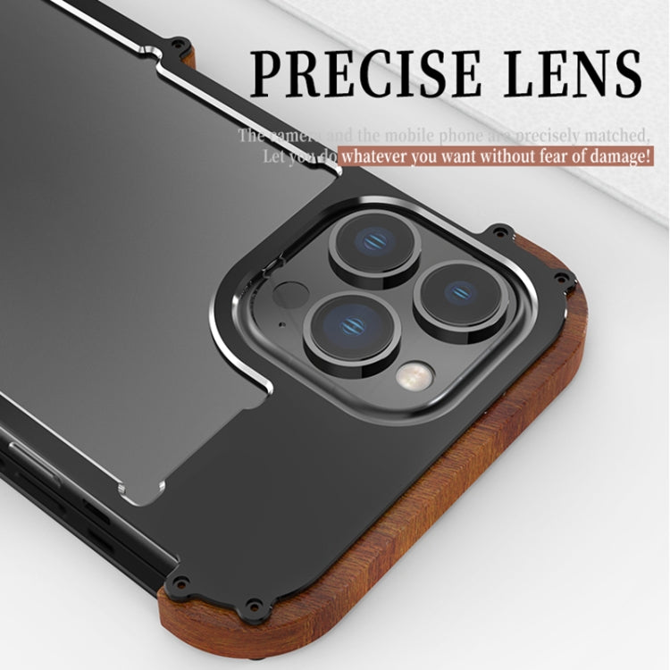 For iPhone 14 Pro R-JUST Ironwood Generation Metal + Wood Phone Case - iPhone 14 Pro Cases by R-JUST | Online Shopping South Africa | PMC Jewellery