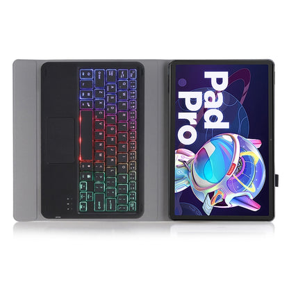 AM18-AS Tri-color Backlight Bluetooth Keyboard Leather Case with Touchpad For Lenovo XiaoXin Pad Pro 2022 11.2 inch(Blue) - Lenovo Keyboard by PMC Jewellery | Online Shopping South Africa | PMC Jewellery