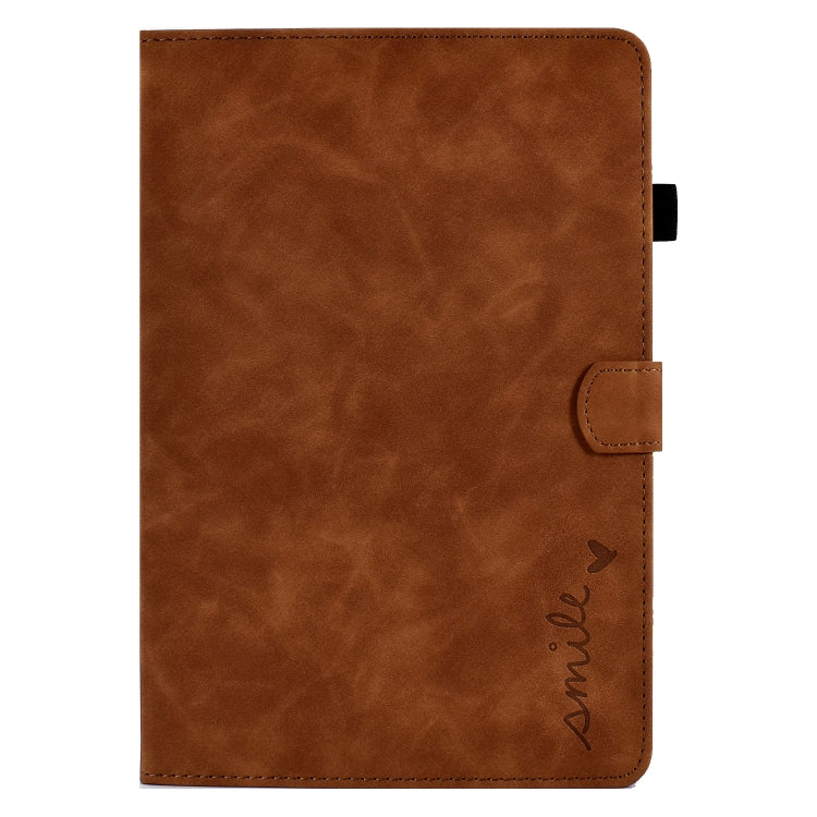 For Amazon Kindle Fire HD 8 2022 / 2020 Embossed Smile Flip Tablet Leather Case(Brown) - Amazon by PMC TechLife | Online Shopping South Africa | PMC TechLife | Buy Now Pay Later Mobicred