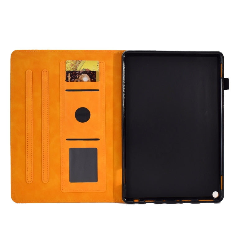 For Amazon Kindle Fire HD 8 2022 / 2020 Embossed Smile Flip Tablet Leather Case(Khaki) - free shipping - PMC TechLife - Order now!