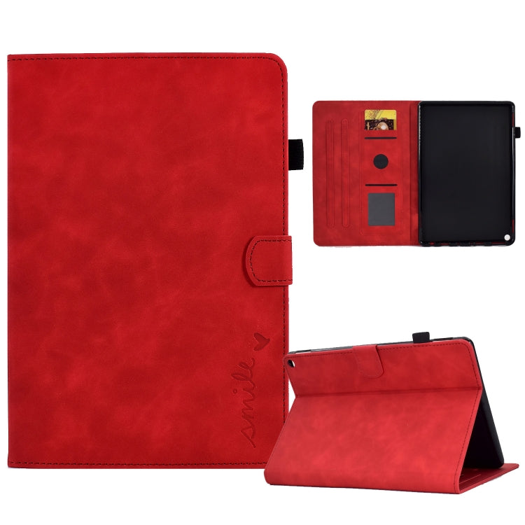 For Amazon Kindle Fire HD 10 2021 Embossed Smile Flip Tablet Leather Case(Red) - Amazon by PMC TechLife | Online Shopping South Africa | PMC TechLife | Buy Now Pay Later Mobicred