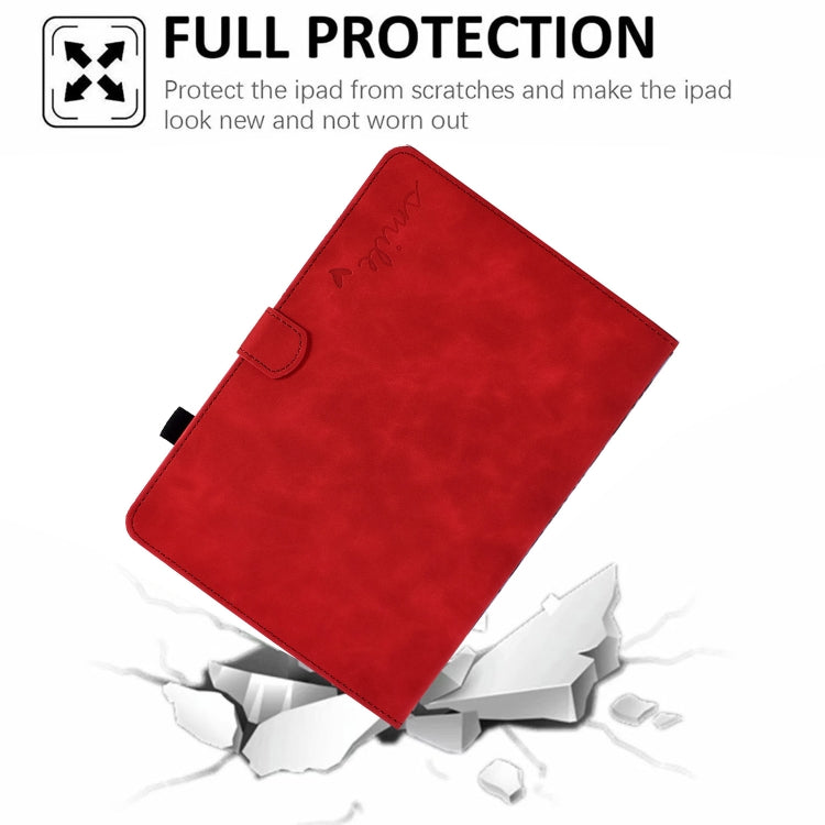 For Amazon Kindle Fire HD 10 2021 Embossed Smile Flip Tablet Leather Case(Red) - Amazon by PMC TechLife | Online Shopping South Africa | PMC TechLife | Buy Now Pay Later Mobicred
