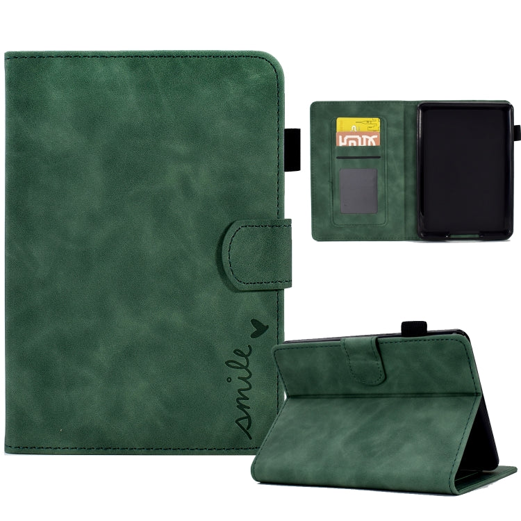 For Amazon Kindle Paperwhite 5 Embossed Smile Flip Tablet Leather Case(Green) - Amazon by PMC TechLife | Online Shopping South Africa | PMC TechLife | Buy Now Pay Later Mobicred