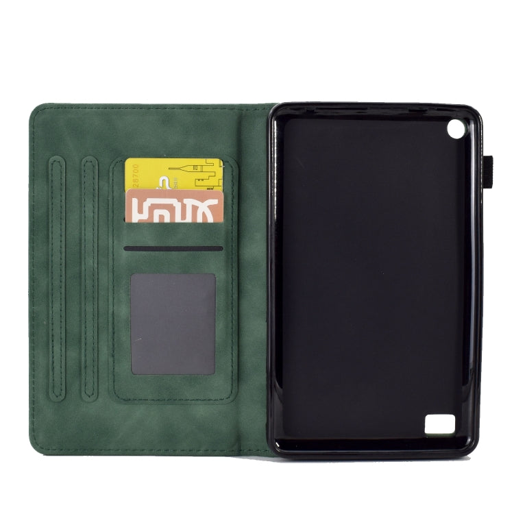 For Amazon Kindle Fire 7 2019/2017/2015 Embossed Smile Flip Tablet Leather Case(Green) - Amazon by PMC TechLife | Online Shopping South Africa | PMC TechLife | Buy Now Pay Later Mobicred
