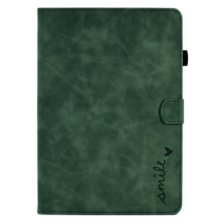 For Lenovo Tab M10 Embossed Smile Flip Tablet Leather Case(Green) - Lenovo by PMC TechLife | Online Shopping South Africa | PMC TechLife | Buy Now Pay Later Mobicred