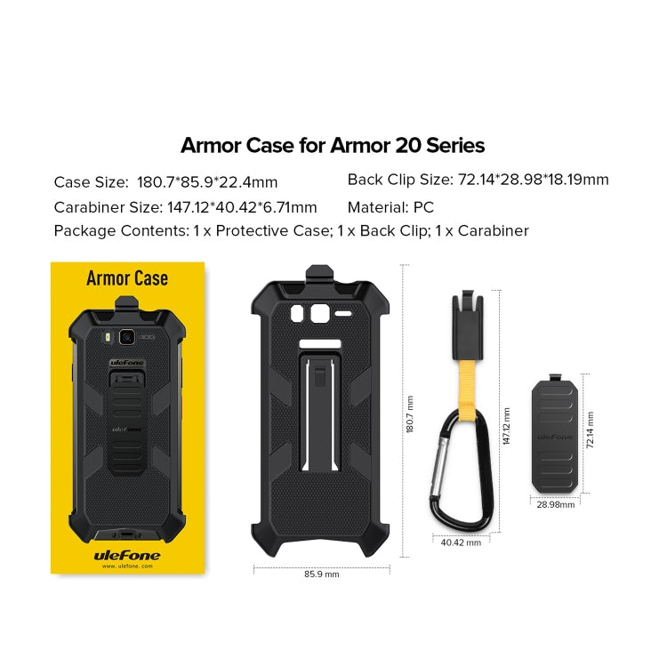 For Ulefone Armor 20WT Ulefone Back Clip Phone Case with Carabiner (Black) - free shipping - PMC Jewellery - Order now!