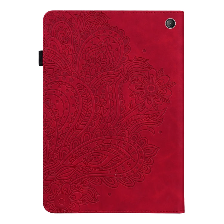 For Amazon Kindle Fire 7 2022 Peacock Embossed Pattern Leather Tablet Case(Red) - Amazon by PMC TechLife | Online Shopping South Africa | PMC TechLife | Buy Now Pay Later Mobicred