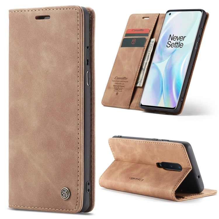 For OnePlus 8 CaseMe Multifunctional Horizontal Flip Leather Case, with Card Slot & Holder & Wallet(Brown) - OnePlus Cases by CaseMe | Online Shopping South Africa | PMC Jewellery | Buy Now Pay Later Mobicred