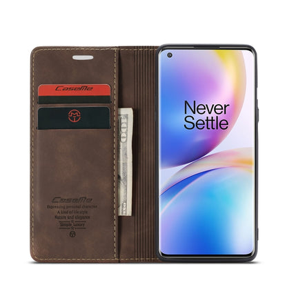 For OnePlus 8 Pro CaseMe Multifunctional Horizontal Flip Leather Case, with Card Slot & Holder & Wallet(Coffee) - OnePlus Cases by CaseMe | Online Shopping South Africa | PMC Jewellery | Buy Now Pay Later Mobicred