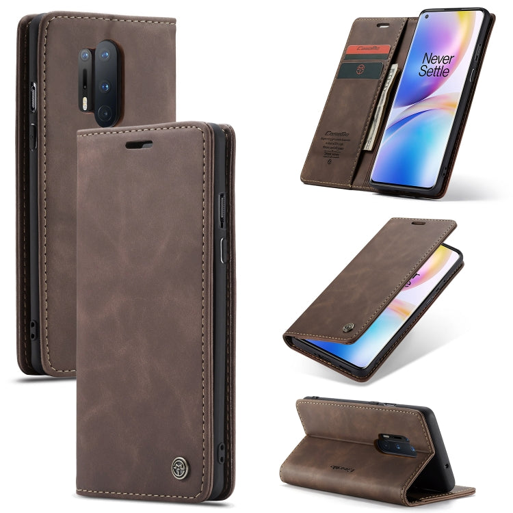 For OnePlus 8 Pro CaseMe Multifunctional Horizontal Flip Leather Case, with Card Slot & Holder & Wallet(Coffee) - OnePlus Cases by CaseMe | Online Shopping South Africa | PMC Jewellery | Buy Now Pay Later Mobicred