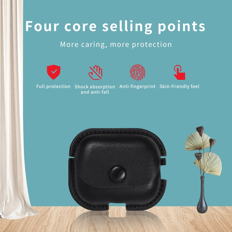 For AirPods Pro 2 Litchi Texture PU Leather Earphone Protective Case with Hook(Green) - For AirPods Pro 2 by PMC Jewellery | Online Shopping South Africa | PMC Jewellery | Buy Now Pay Later Mobicred