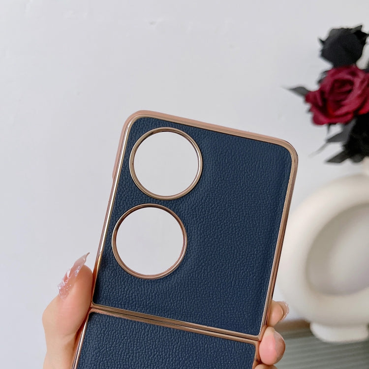 For Huawei P50 Pocket Genuine Leather Luolai Series Nano Plating Phone Case(Dark Green) - Huawei Cases by PMC TechLife | Online Shopping South Africa | PMC TechLife | Buy Now Pay Later Mobicred