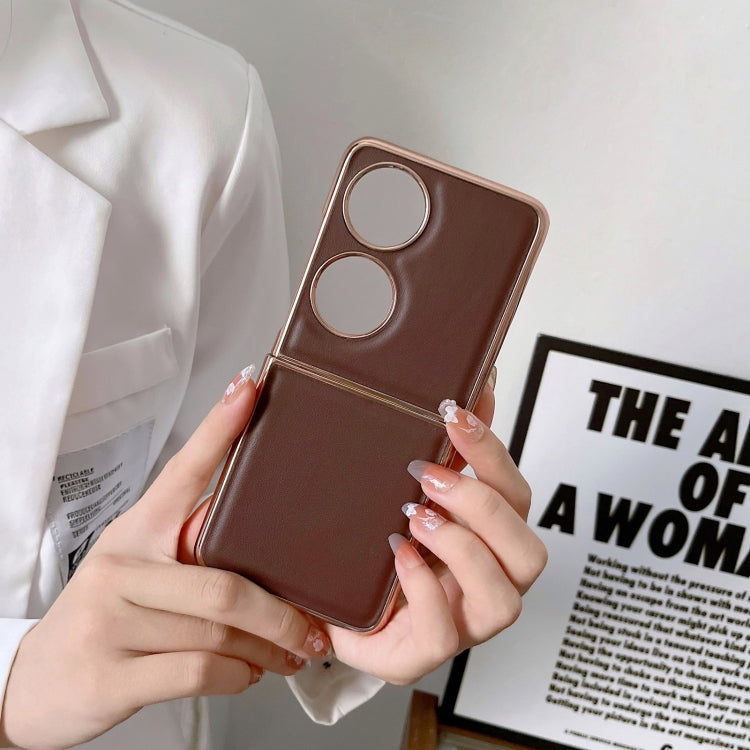 For Huawei P50 Pocket Genuine Leather Xiaoya Series Nano Plating Phone Case(Black) - free shipping - PMC TechLife - Order now!