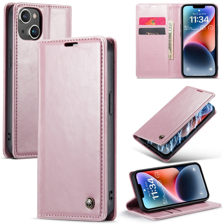 For iPhone 14 CaseMe 003 Crazy Horse Texture Leather Phone Case(Rose Gold) - iPhone 14 Cases by CaseMe | Online Shopping South Africa | PMC Jewellery | Buy Now Pay Later Mobicred