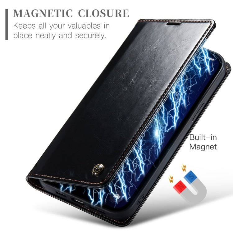 For iPhone 14 Pro Max CaseMe 003 Crazy Horse Texture Leather Phone Case(Black) - iPhone 14 Pro Max Cases by CaseMe | Online Shopping South Africa | PMC Jewellery | Buy Now Pay Later Mobicred