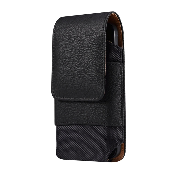 For 6.7-6.9 inch Mobile Phone Cowhide Texture Oxford Cloth Waist Bag(Black) -  by PMC TechLife | Online Shopping South Africa | PMC TechLife | Buy Now Pay Later Mobicred