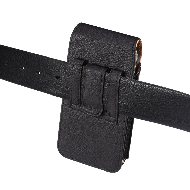 For 6.7-6.9 inch Mobile Phone Cowhide Texture Oxford Cloth Waist Bag(Black) -  by PMC TechLife | Online Shopping South Africa | PMC TechLife | Buy Now Pay Later Mobicred