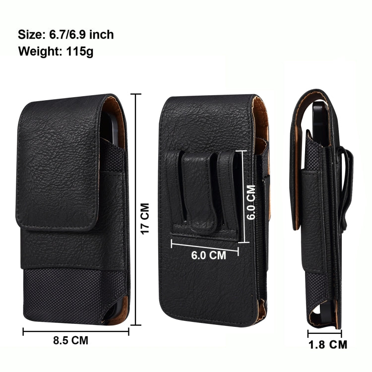 For 6.7-6.9 inch Mobile Phone Cowhide Texture Oxford Cloth Waist Bag(Black) -  by PMC TechLife | Online Shopping South Africa | PMC TechLife | Buy Now Pay Later Mobicred