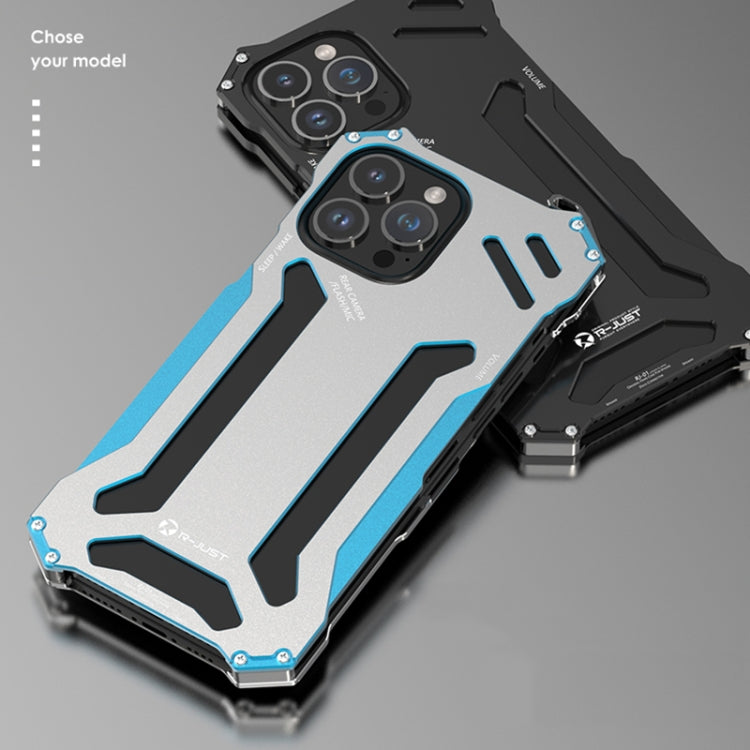 For iPhone 14 Plus R-JUST RJ17 Shockproof Armor Metal Phone Case(Blue) - iPhone 14 Plus Cases by R-JUST | Online Shopping South Africa | PMC TechLife | Buy Now Pay Later Mobicred