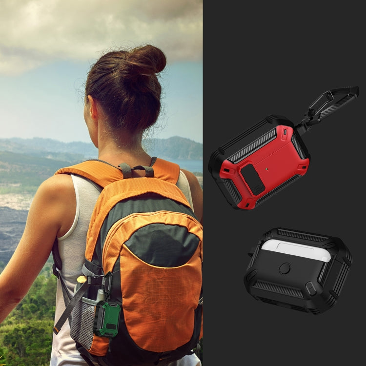For AirPods Pro 2 Shield Shockproof Earphone Protective Case with Hook(Red) - For AirPods Pro 2 by PMC Jewellery | Online Shopping South Africa | PMC Jewellery | Buy Now Pay Later Mobicred