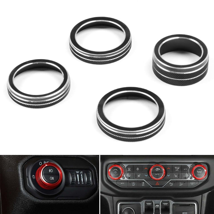 For Jeep Wrangler 2018-2021 4 in 1 Car Air Conditioner Switch Headlight Button Knob Cover Trim(Black) - Decoration Rings by PMC Jewellery | Online Shopping South Africa | PMC Jewellery | Buy Now Pay Later Mobicred