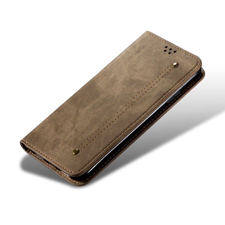 For OPPO Realme 6 Pro Denim Texture Casual Style Horizontal Flip Leather Case with Holder & Card Slots & Wallet(Khaki) - Realme Cases by PMC Jewellery | Online Shopping South Africa | PMC Jewellery | Buy Now Pay Later Mobicred