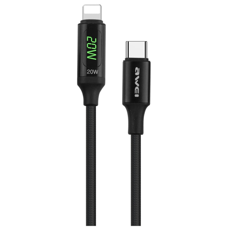 awei CL-123L 1m USB-C / Type-C to 8Pin Digital Display Data Fast Charging Cable - 2 in 1 Cable by awei | Online Shopping South Africa | PMC Jewellery | Buy Now Pay Later Mobicred