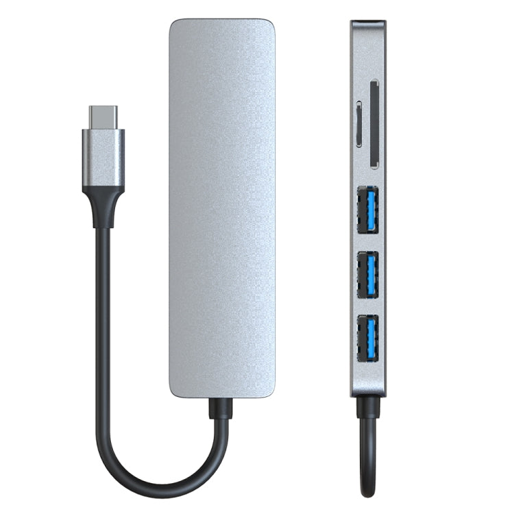 6-in-1 USB-C / Type-C to USB Docking Station HUB Adapter - USB HUB by PMC Jewellery | Online Shopping South Africa | PMC Jewellery | Buy Now Pay Later Mobicred